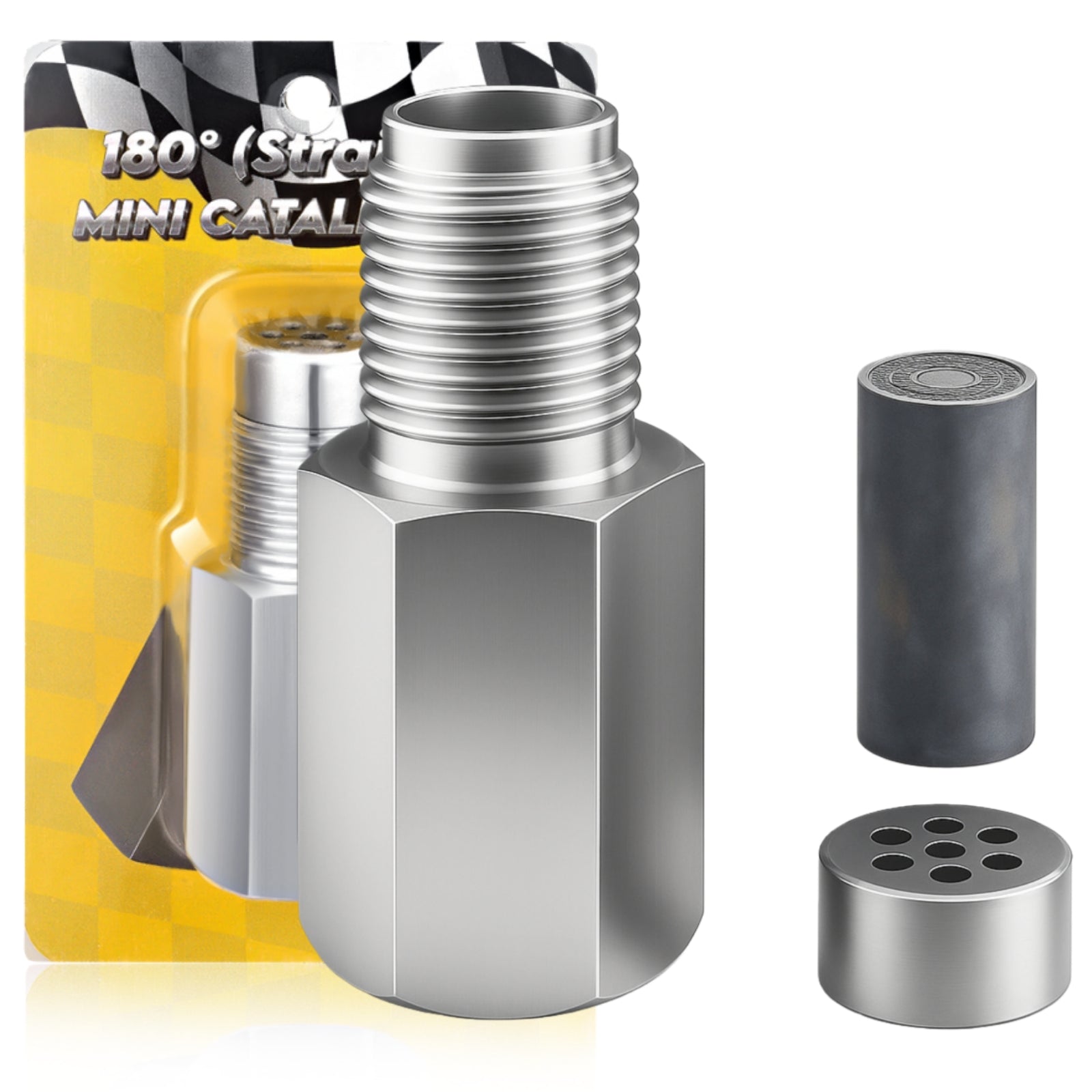 180 Degree Universal M18x1.5 O2 Sensor Spacer with Mini Cat - O2 Sensor Spacer