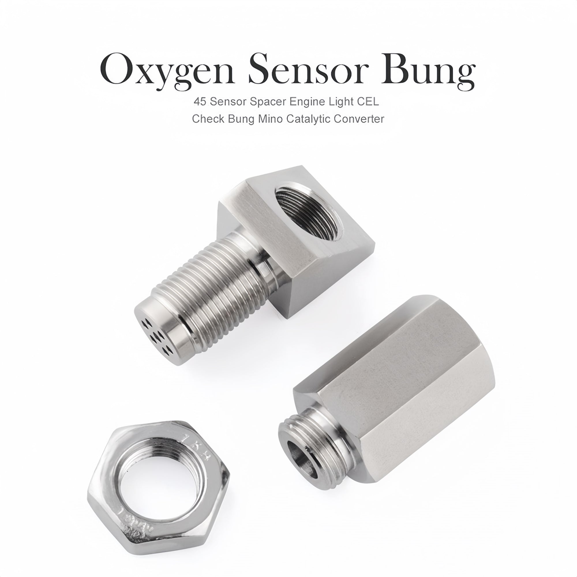 45 Degree Universal M18x1.5 O2 Sensor Spacer with Mini Cat - O2 Sensor Spacer