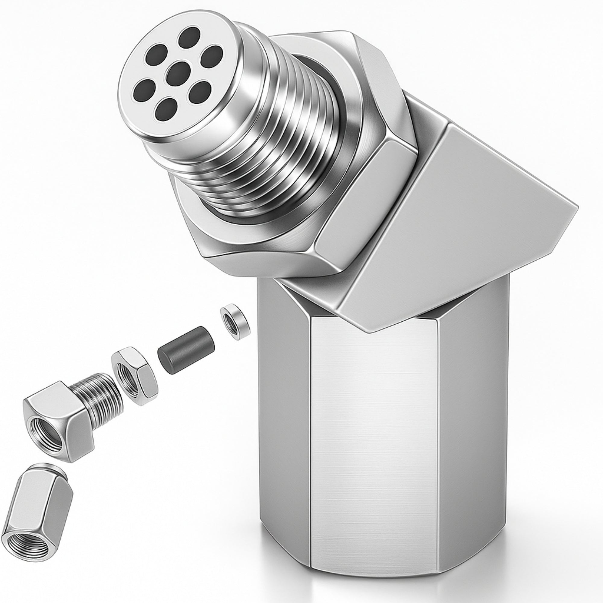 45 Degree Universal M18x1.5 O2 Sensor Spacer with Mini Cat - O2 Sensor Spacer