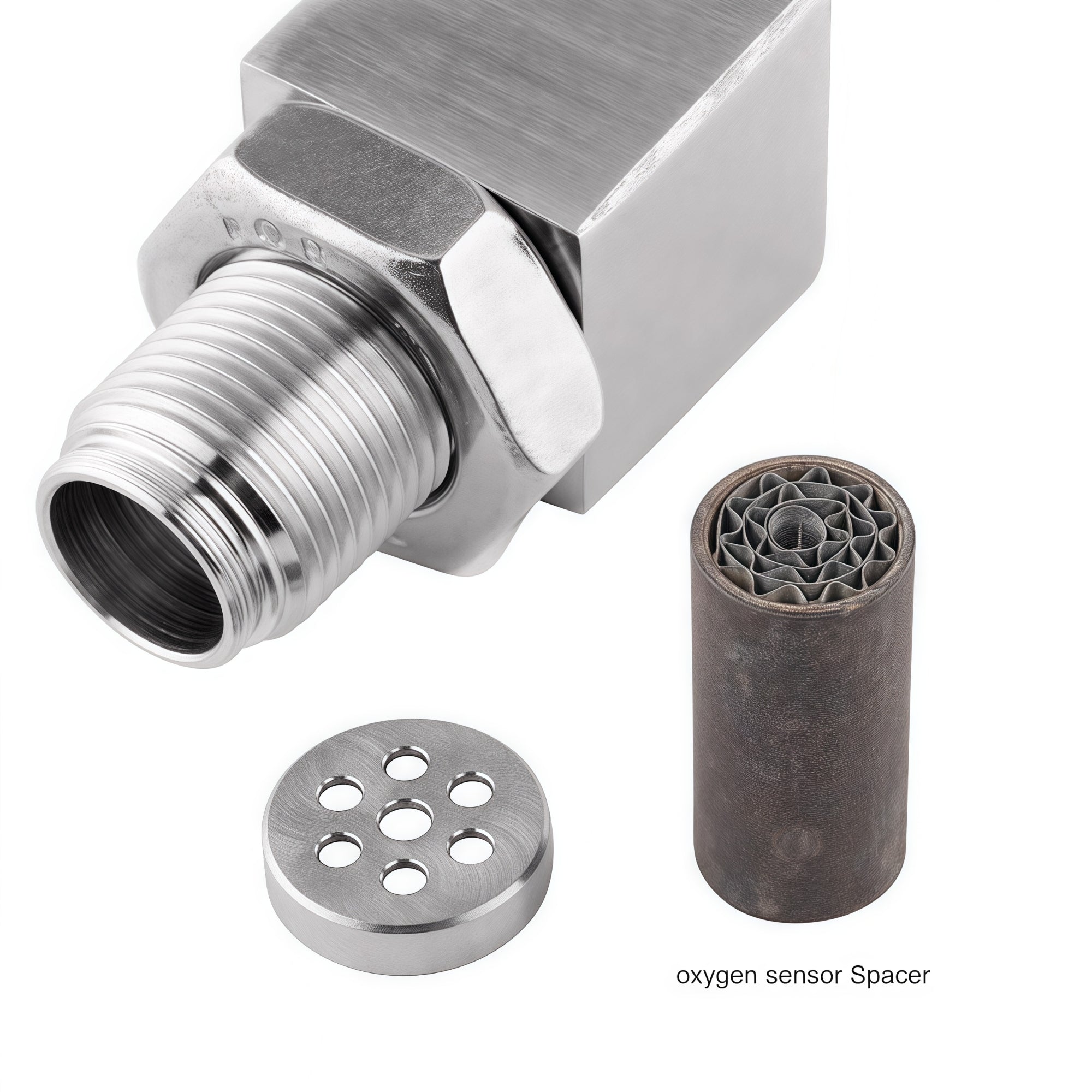 45 Degree Universal M18x1.5 O2 Sensor Spacer with Mini Cat - O2 Sensor Spacer