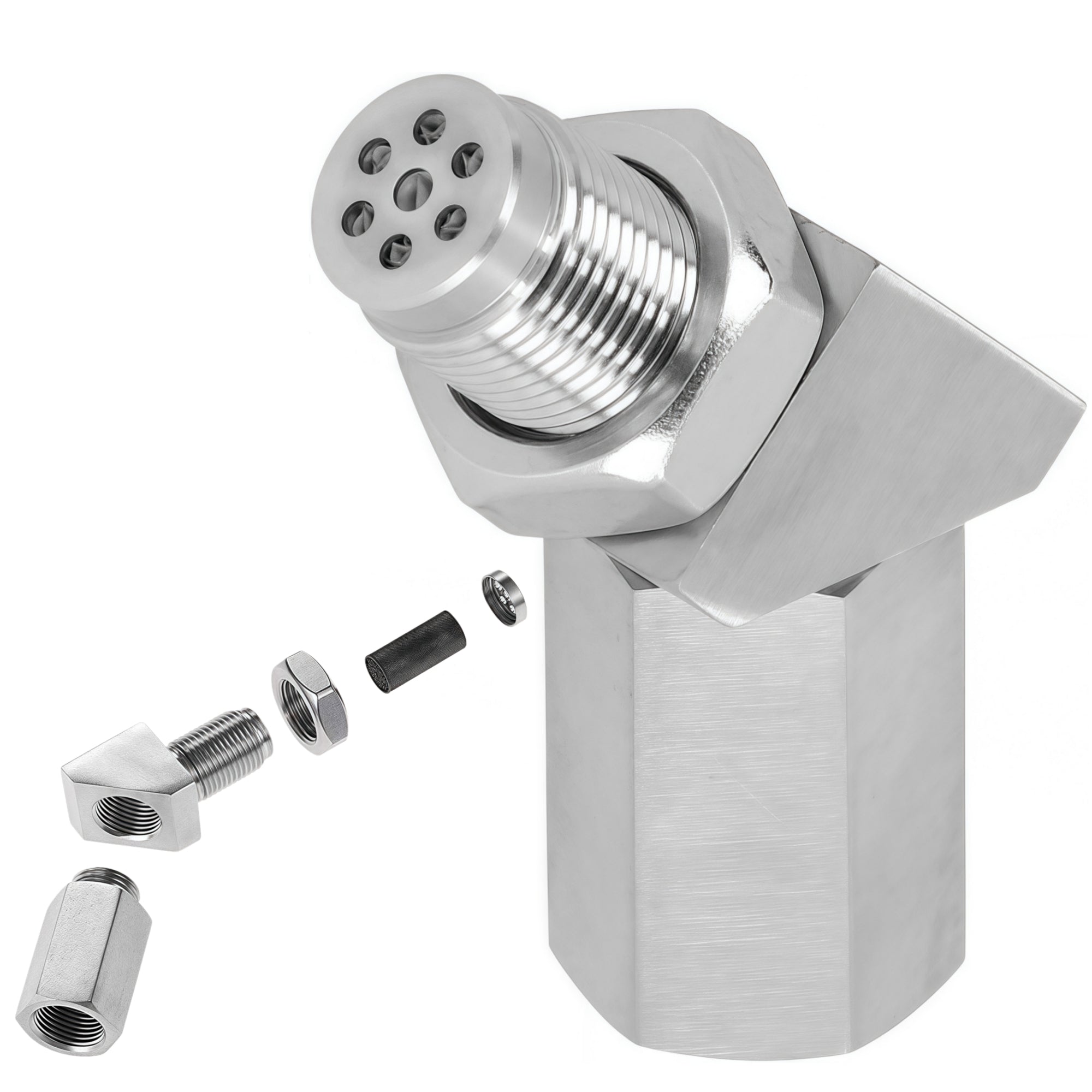 45 Degree Universal M18x1.5 O2 Sensor Spacer with Mini Cat - O2 Sensor Spacer
