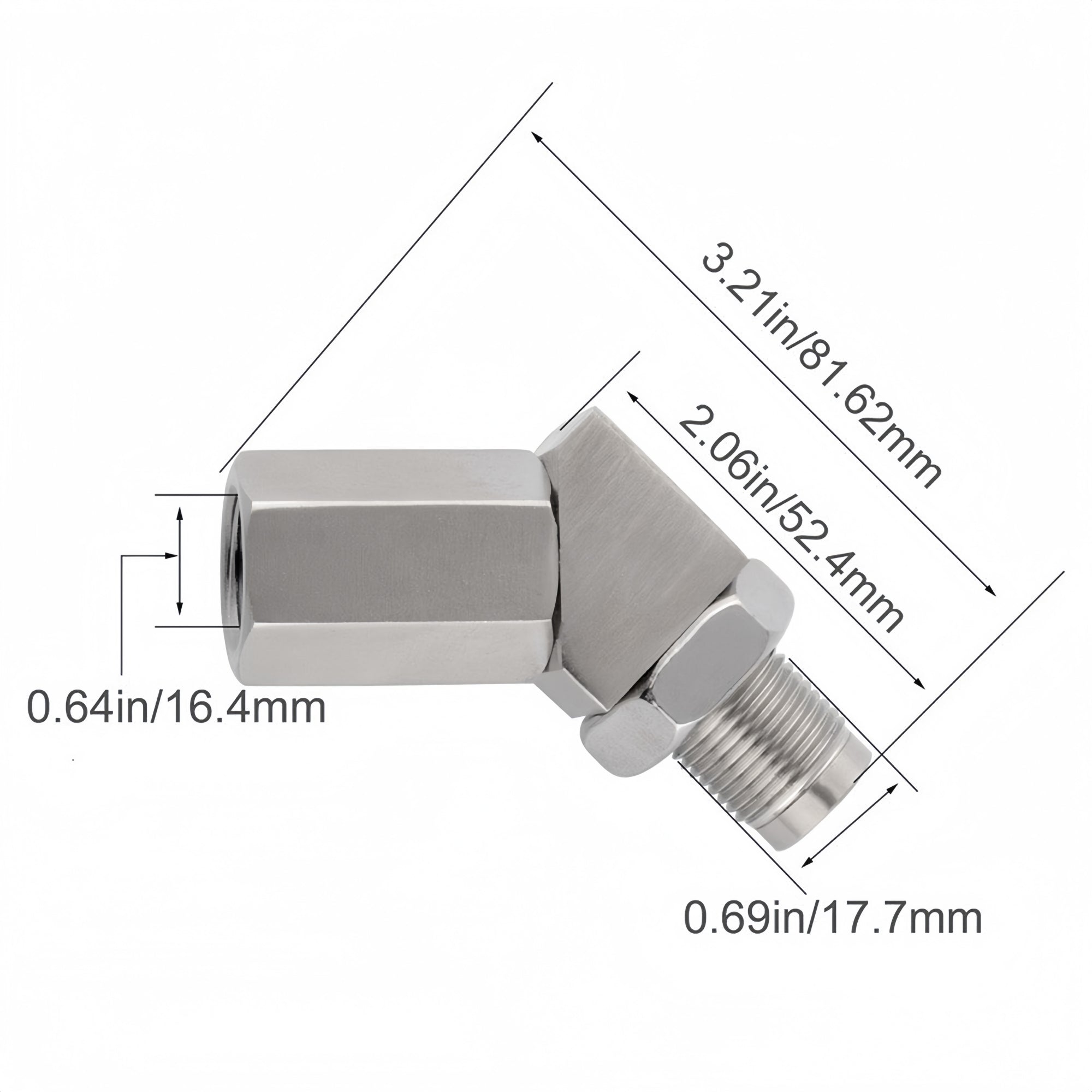 45 Degree Universal M18x1.5 O2 Sensor Spacer with Mini Cat - O2 Sensor Spacer