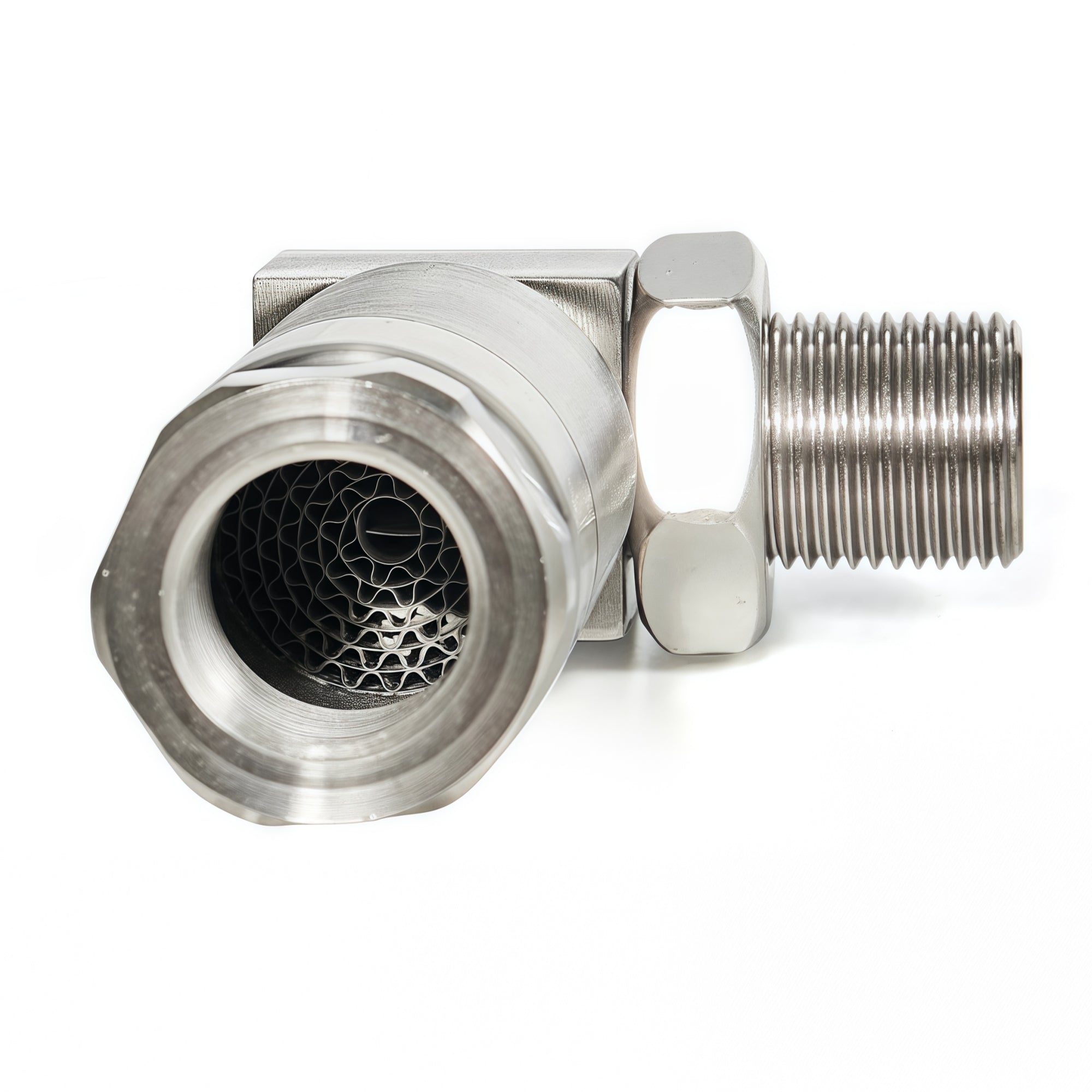 90 Degree Pro Universal M18x1.5 O2 Sensor Spacer with Mini Cat - O2 Sensor Spacer