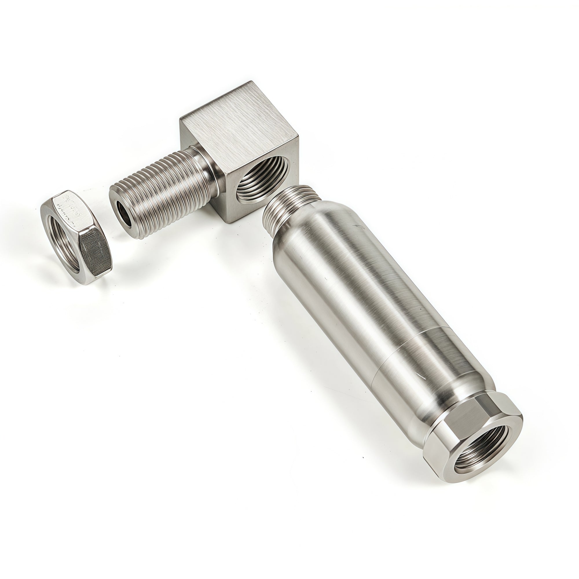 90 Degree Pro Universal M18x1.5 O2 Sensor Spacer with Mini Cat - O2 Sensor Spacer