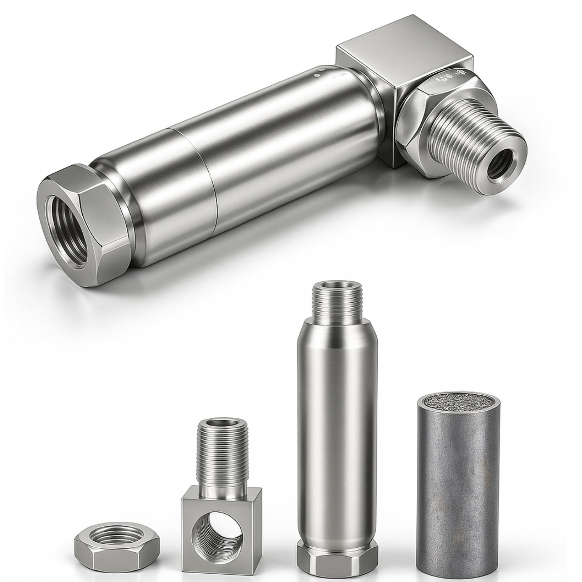 90 Degree Pro Universal M18x1.5 O2 Sensor Spacer with Mini Cat - O2 Sensor Spacer