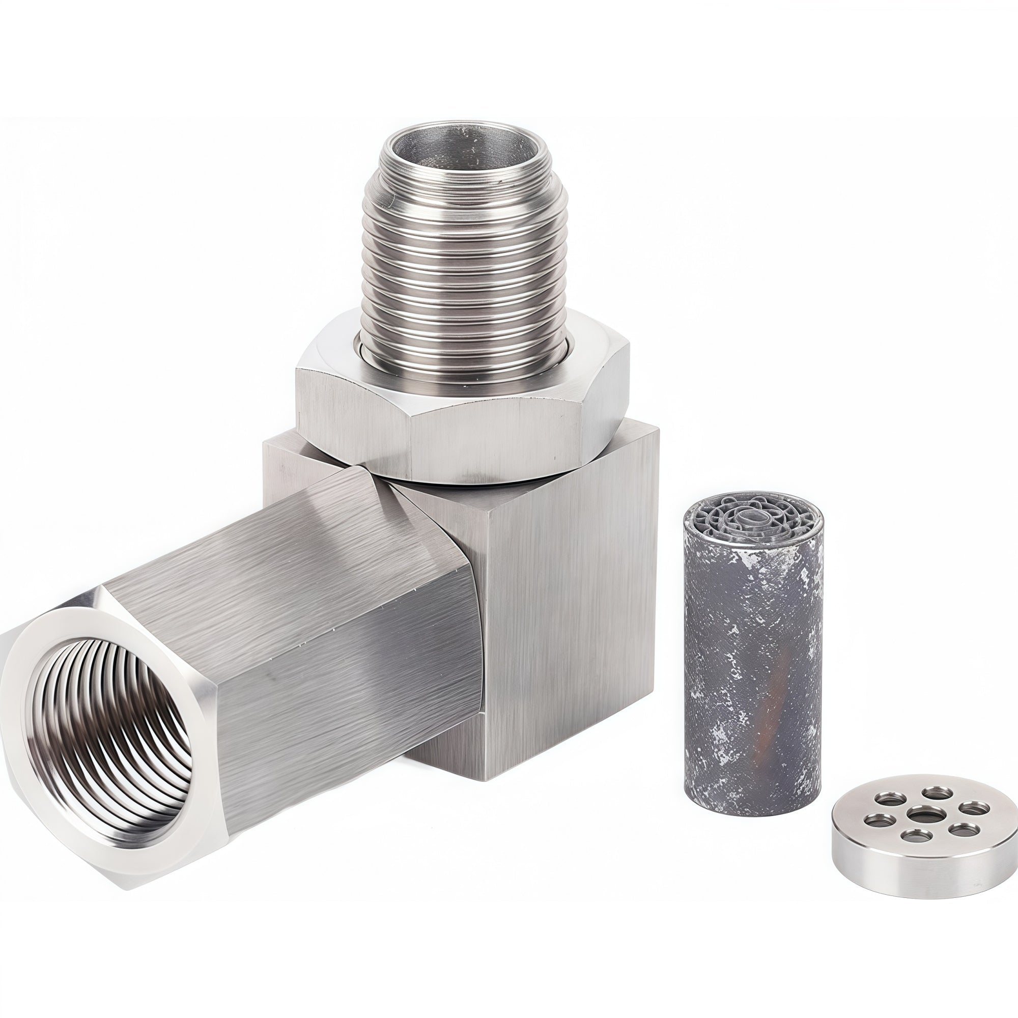 90 Degree Universal M18x1.5 O2 Sensor Spacer with Mini Cat - O2 Sensor Spacer
