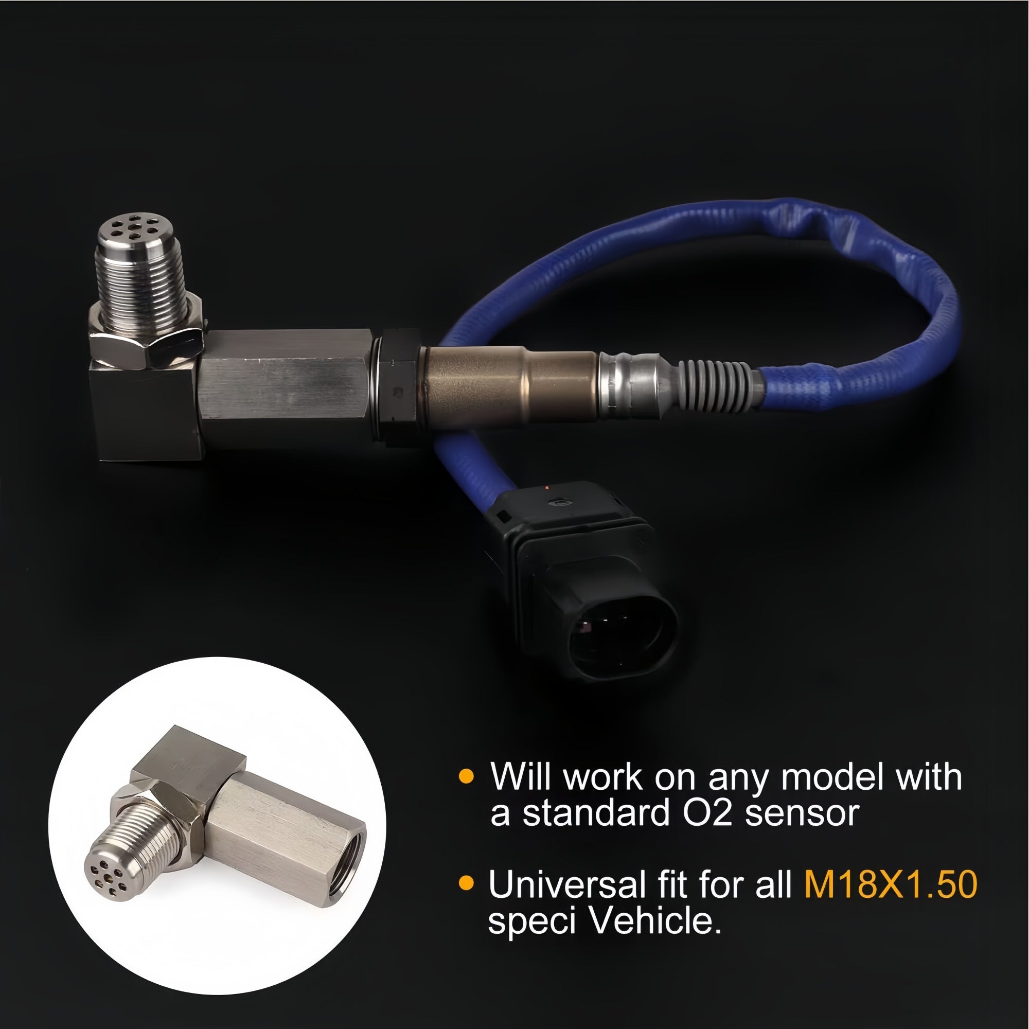 90 Degree Universal M18x1.5 O2 Sensor Spacer with Mini Cat - O2 Sensor Spacer